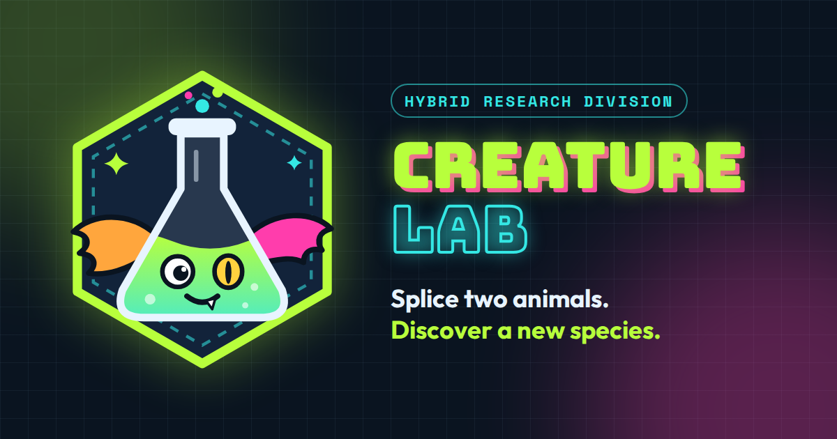 Creature Lab logo: a winged creature bubbling inside a lab flask